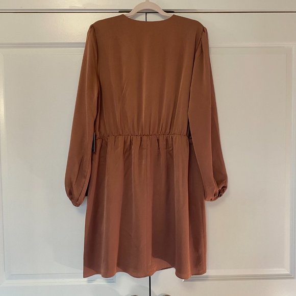 Express Satin Long Sleeve Mini Dress, Size XL, in Rust Color - Picture 7 of 7